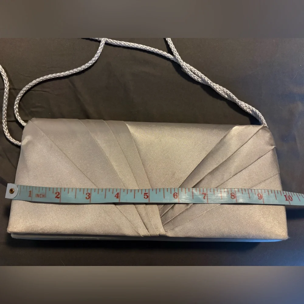 Vintage Kate Landry Silver Pleated Cloth Clutch Plus